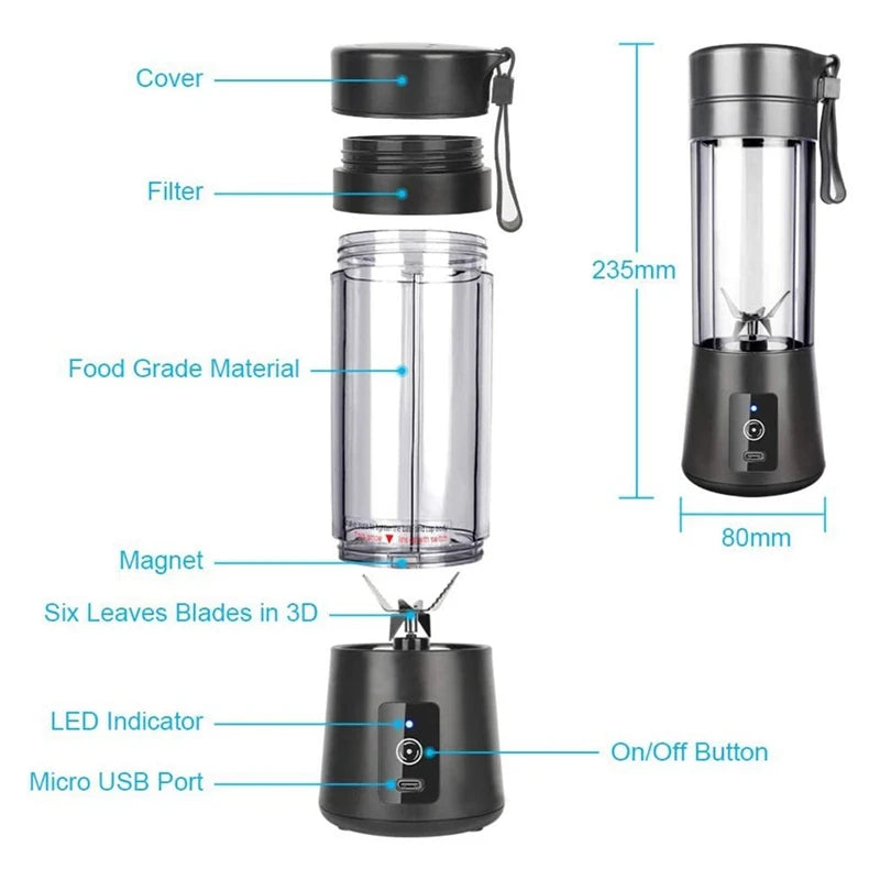 Blender Portabil Mini USB Reîncărcabil