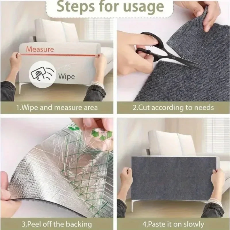 Trimmable Self-Adhesive Carpet Cats Scratch Board Wall Anti Cat Scratch Sofa Diy Cats Scratch Board Sofa Protection Paws Sharpen