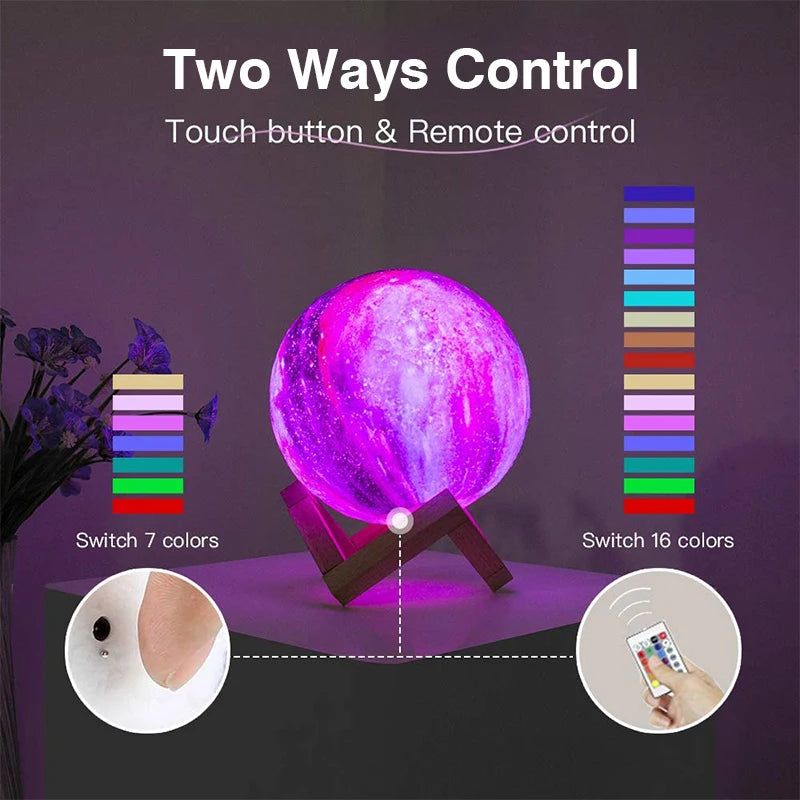 Lampă Lună 3D 15cm 16 Culori