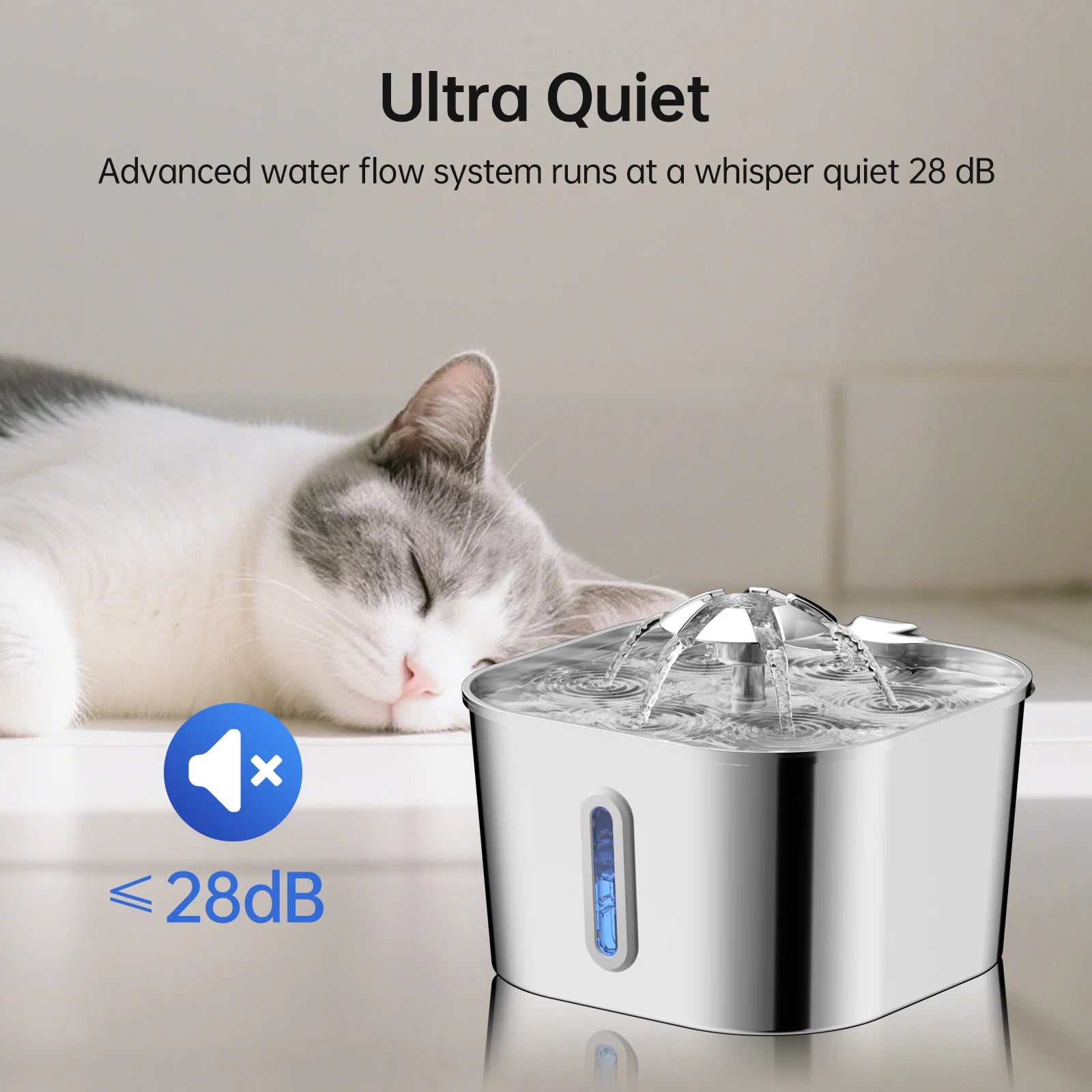 Automatic Pet Water Fountain — 2.2L Stainless Steel