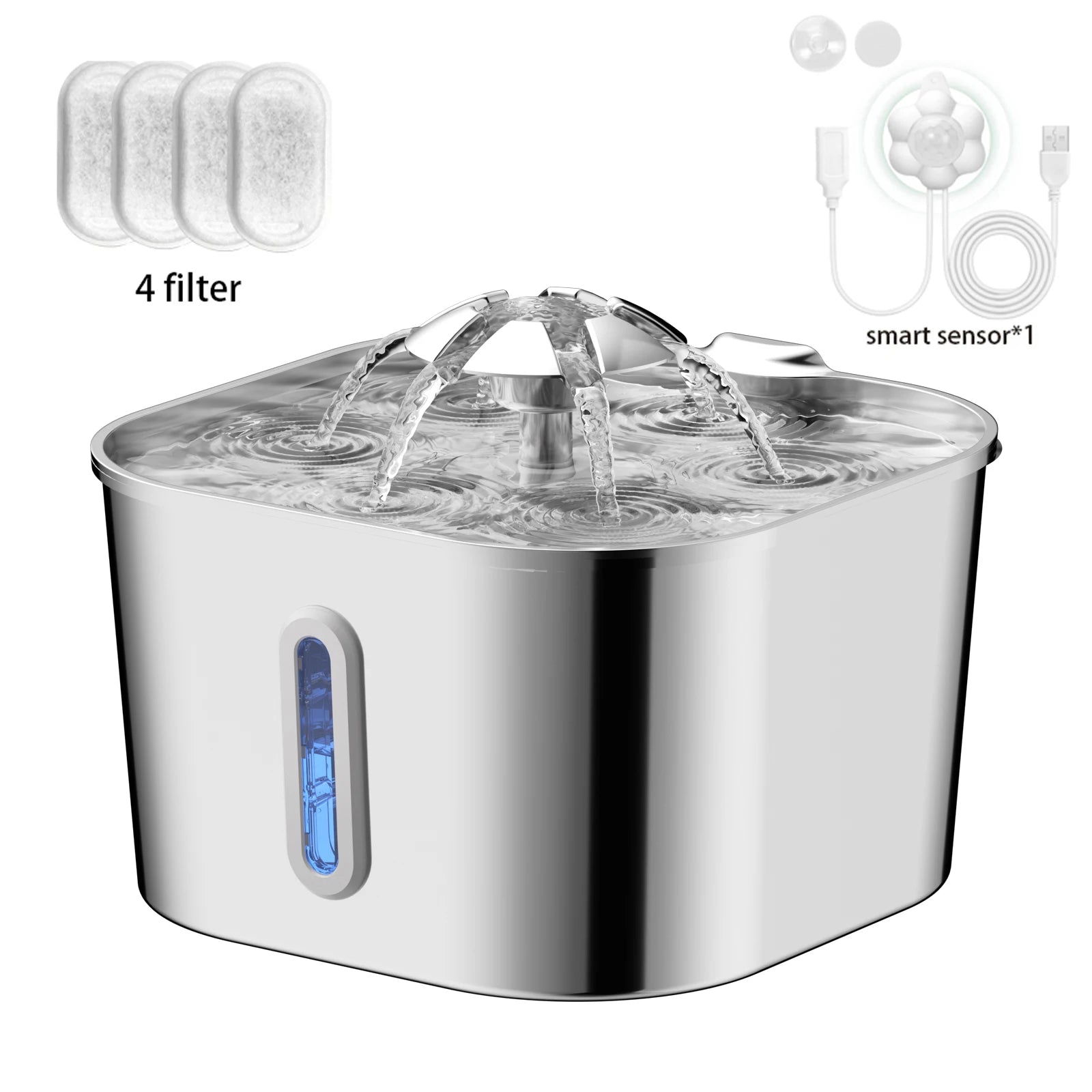 Automatic Pet Water Fountain — 2.2L Stainless Steel