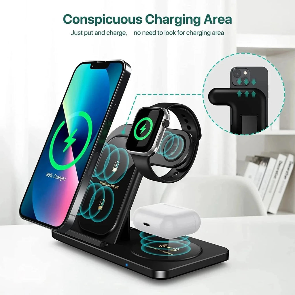Stație de Încărcare Wireless 3-în-1 Pliabilă