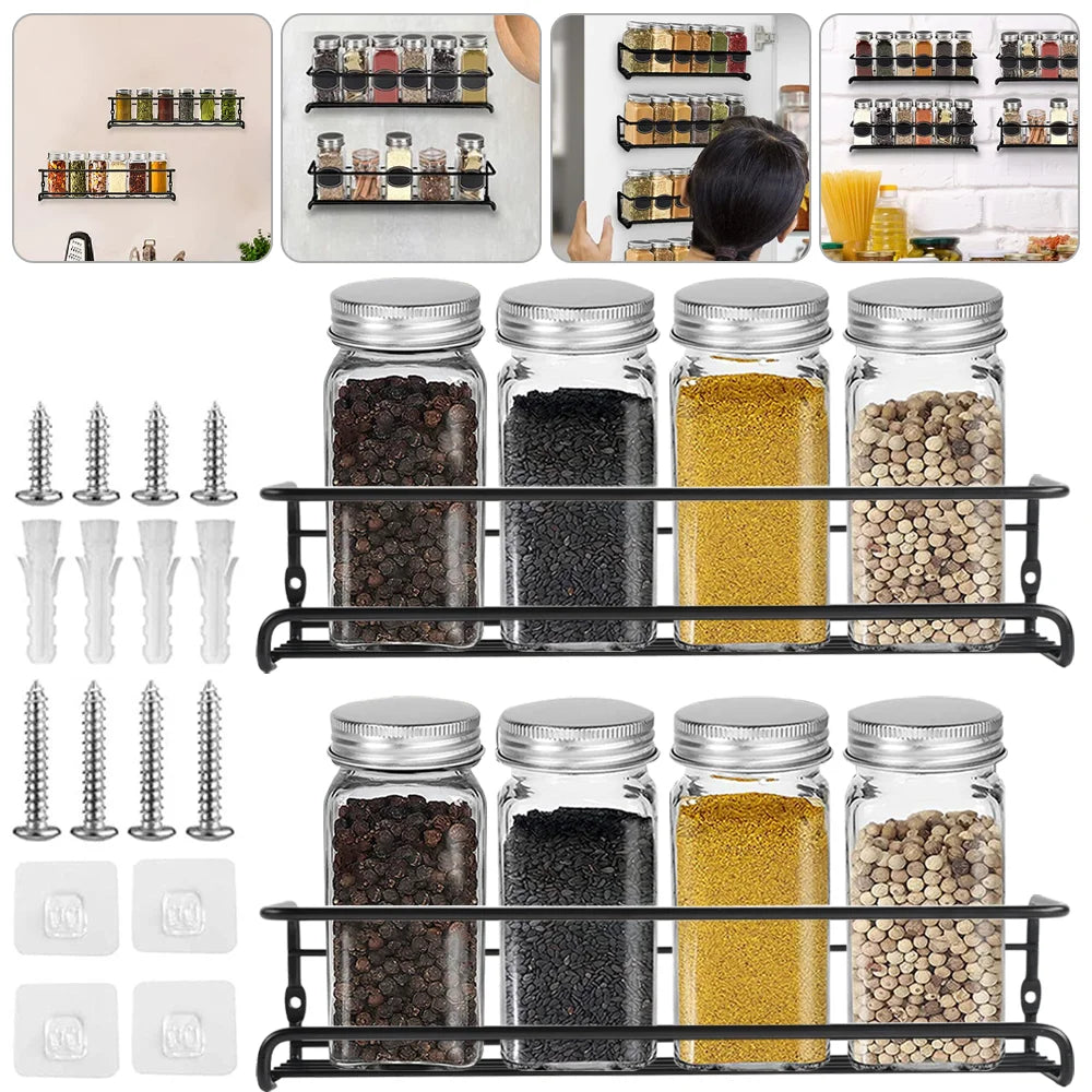 Set 12 Borcane de Condimente cu Capac Bambus
