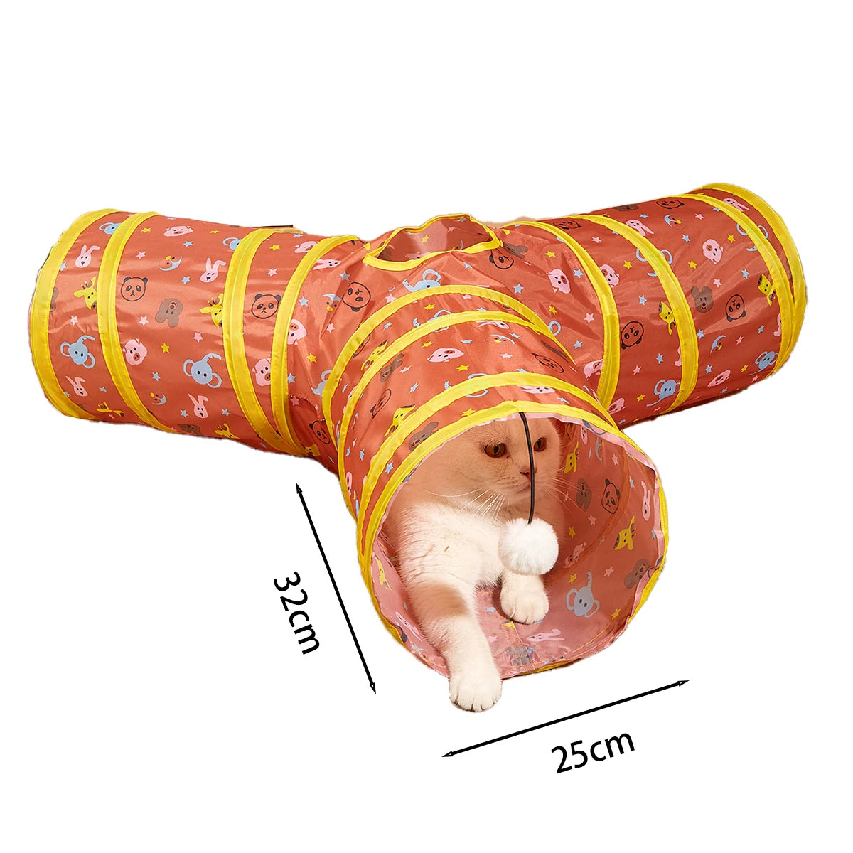 Collapsible Cat Tunnel Toy — 2-Hole Crinkle