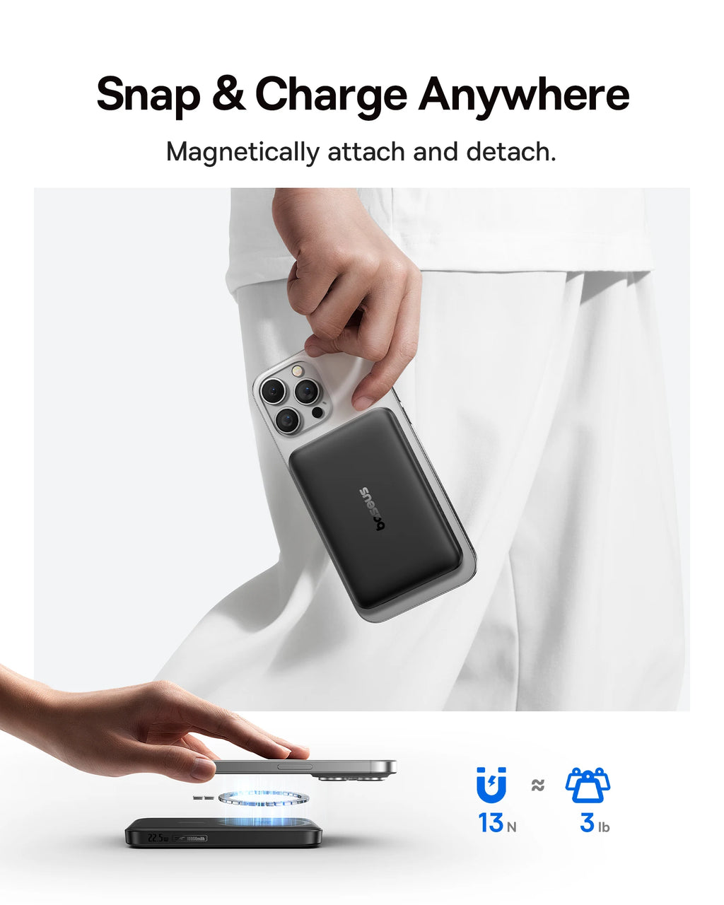 Baterie Externă Magnetică Wireless 10000mAh