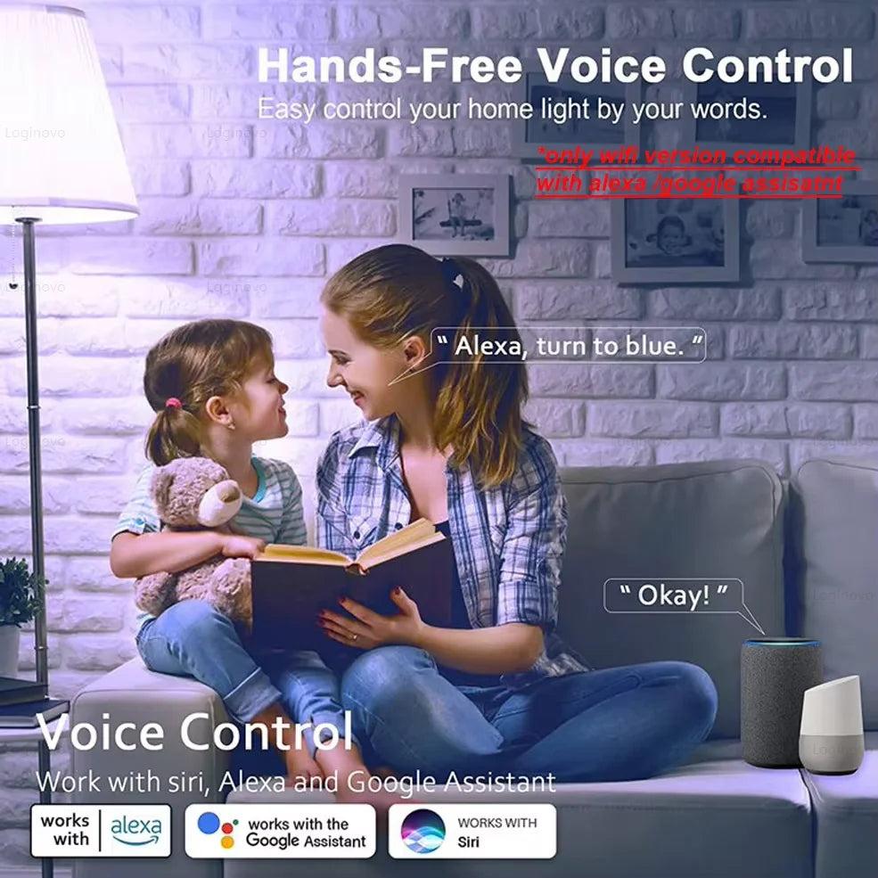 Bec Inteligent WiFi RGB E27, Control din Aplicație și Voce