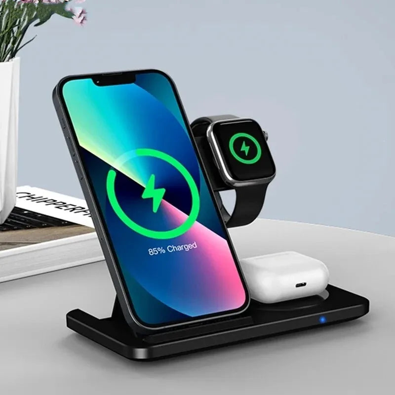 Stație de Încărcare Wireless 3-în-1 Pliabilă
