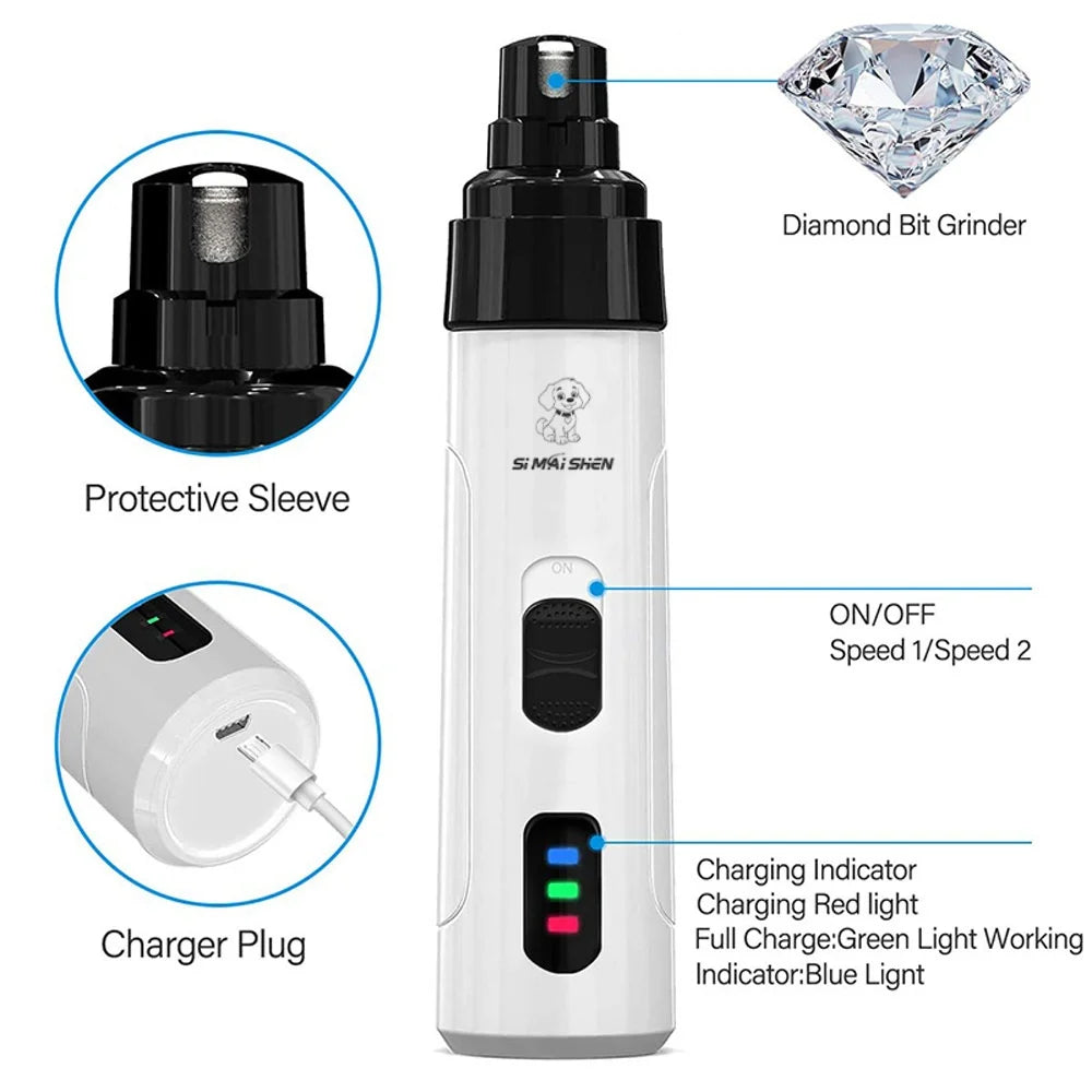 Electric Pet Nail Grinder — USB Rechargeable