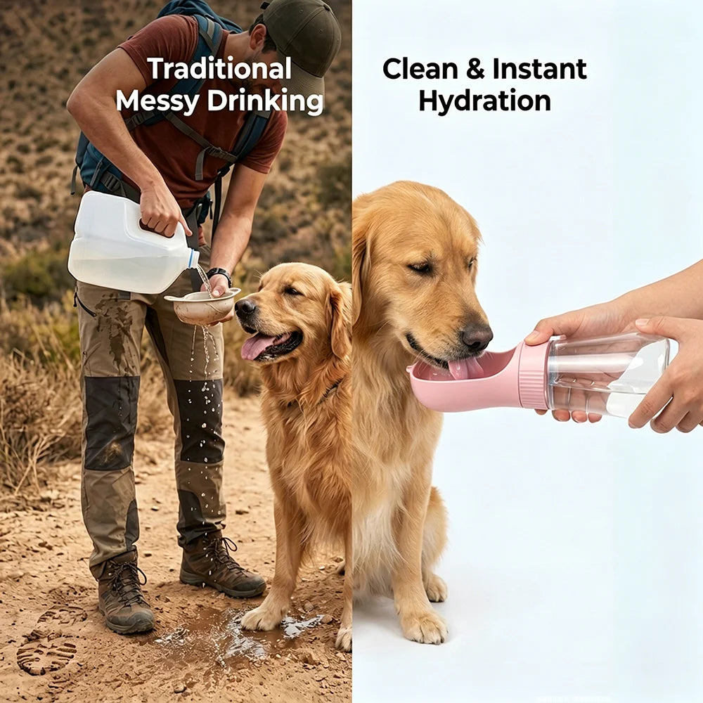 2-in-1 Portable Dog Water Bottle & Food Dispenser