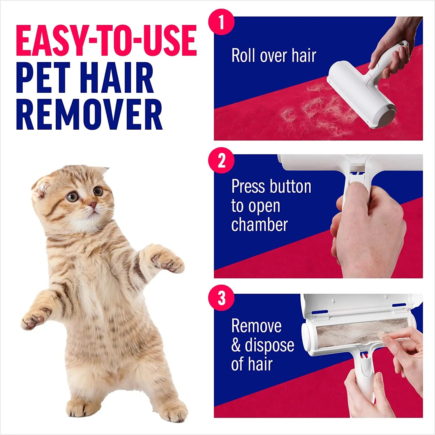 Reusable Pet Hair Remover Roller — Self-Cleaning