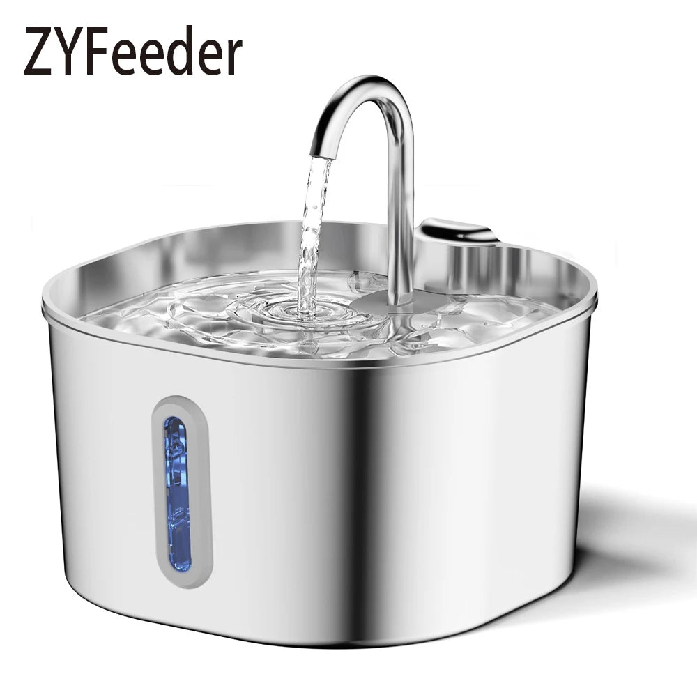 Automatic Pet Water Fountain — 2.2L Stainless Steel