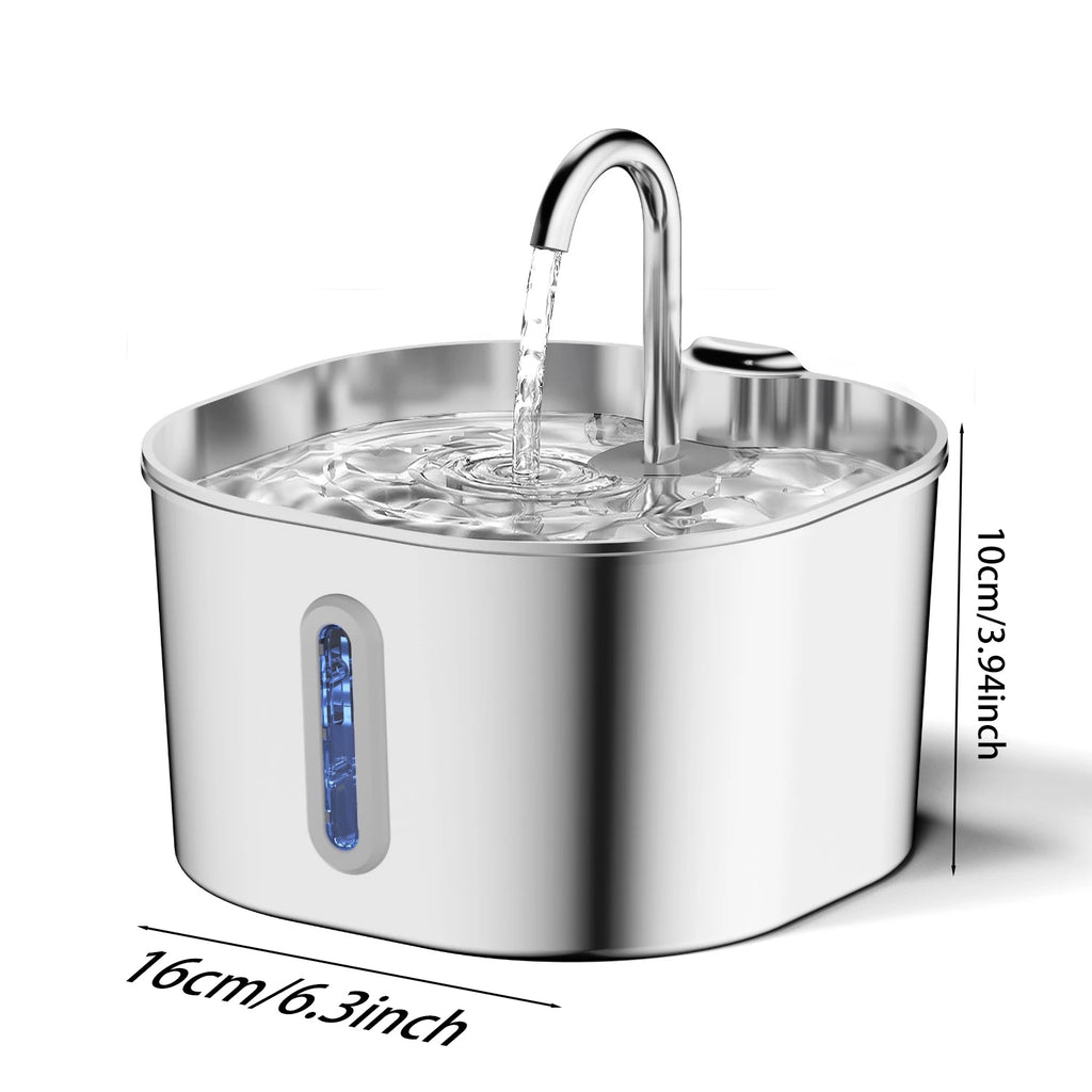 Automatic Pet Water Fountain — 2.2L Stainless Steel