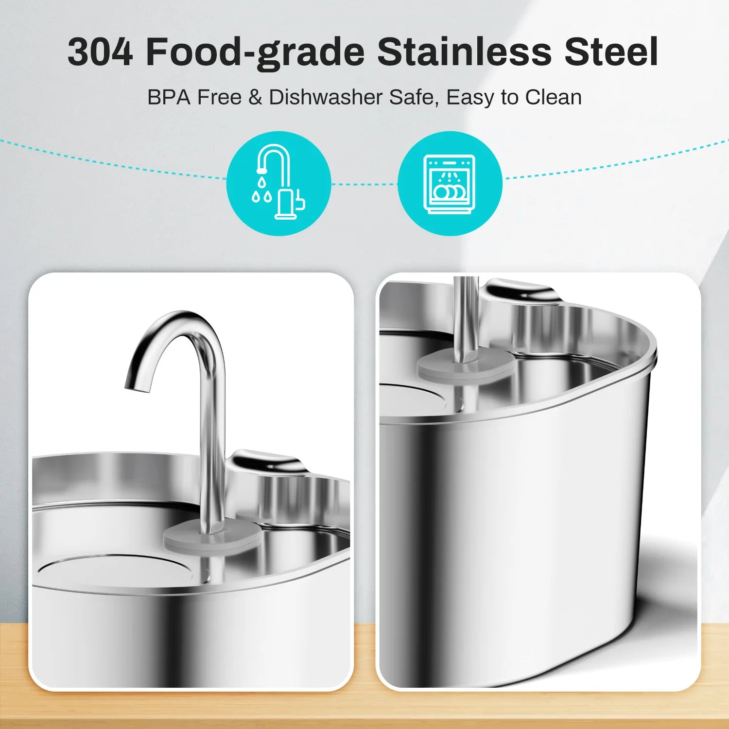 Automatic Pet Water Fountain — 2.2L Stainless Steel